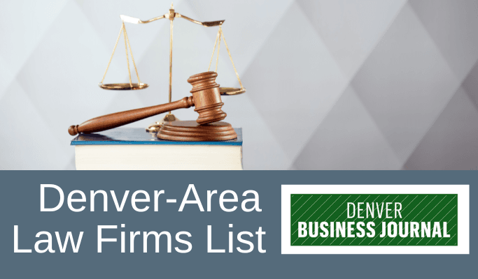 Denver Business Journal logo with the text announcing R&H is ranked No. 14 on the Denver-Area Law Firms List